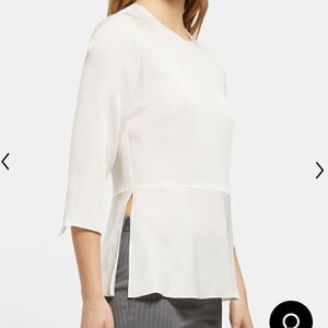 Theory Long-Sleeve Peplum Top in Silk Georgette